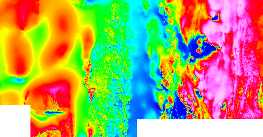 Image of the total magnetic intensity of regional airborne geophysical survey flown