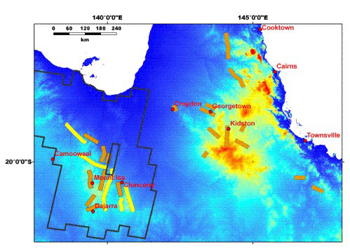 Location of airborne HyMap data coverage throughout Queensland, as well as the ASTER image coverage over Mount Isa