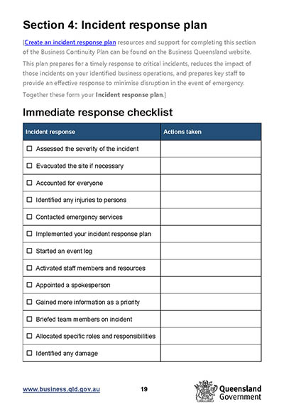Create An Incident Response Plan Business Queensland