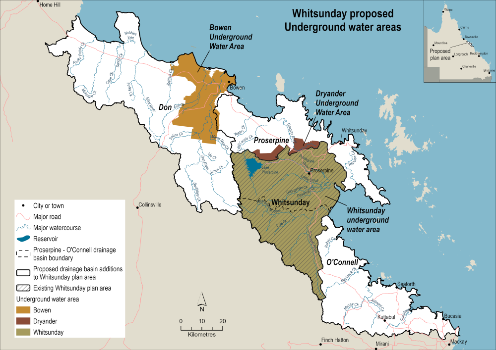 Map of the proposed Whitsunday water plan area
