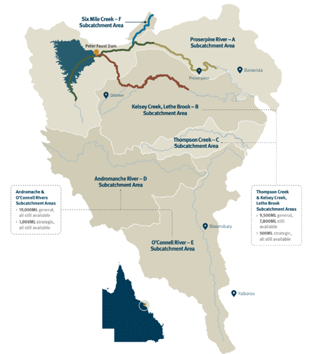 Map showing Whitsunday water plan features
