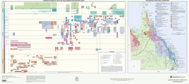 Framework showing pre-cenozoic structure and rock unit relationships