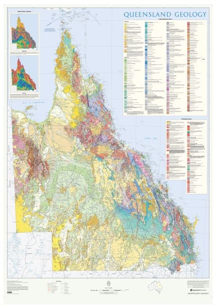 Map of Queensland showing stratigraphic and intrusive units