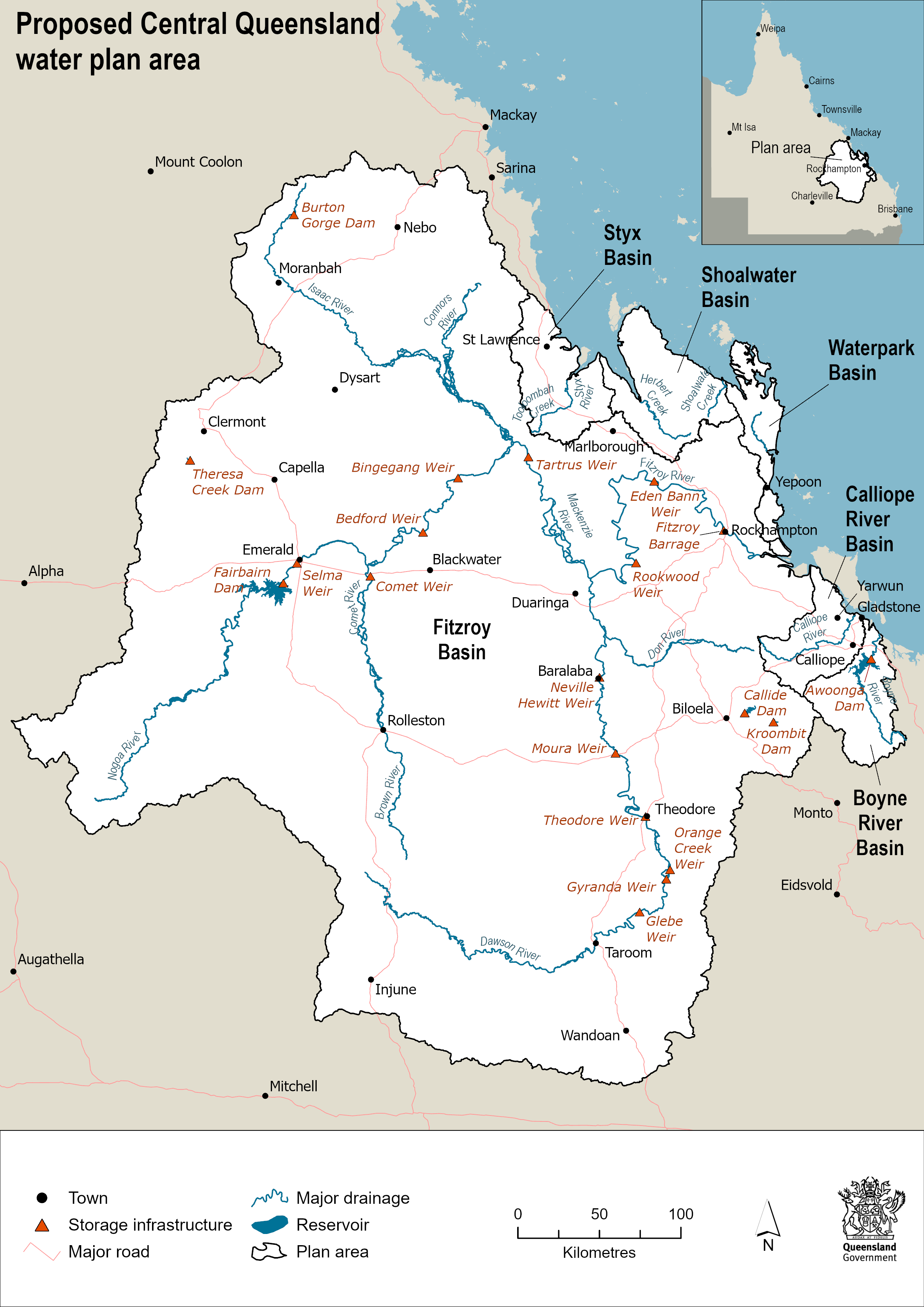 Central Queensland water plan area map