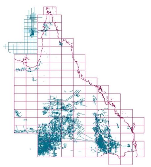 Coverage of seismic data in Queensland