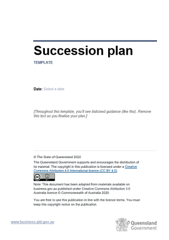 Thumbnail image of cover page of succession plan template