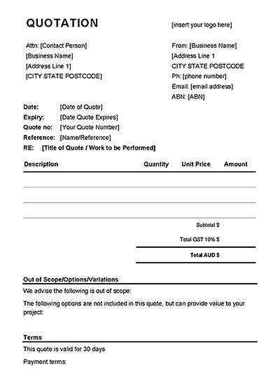 Thumbnail of a business quote template