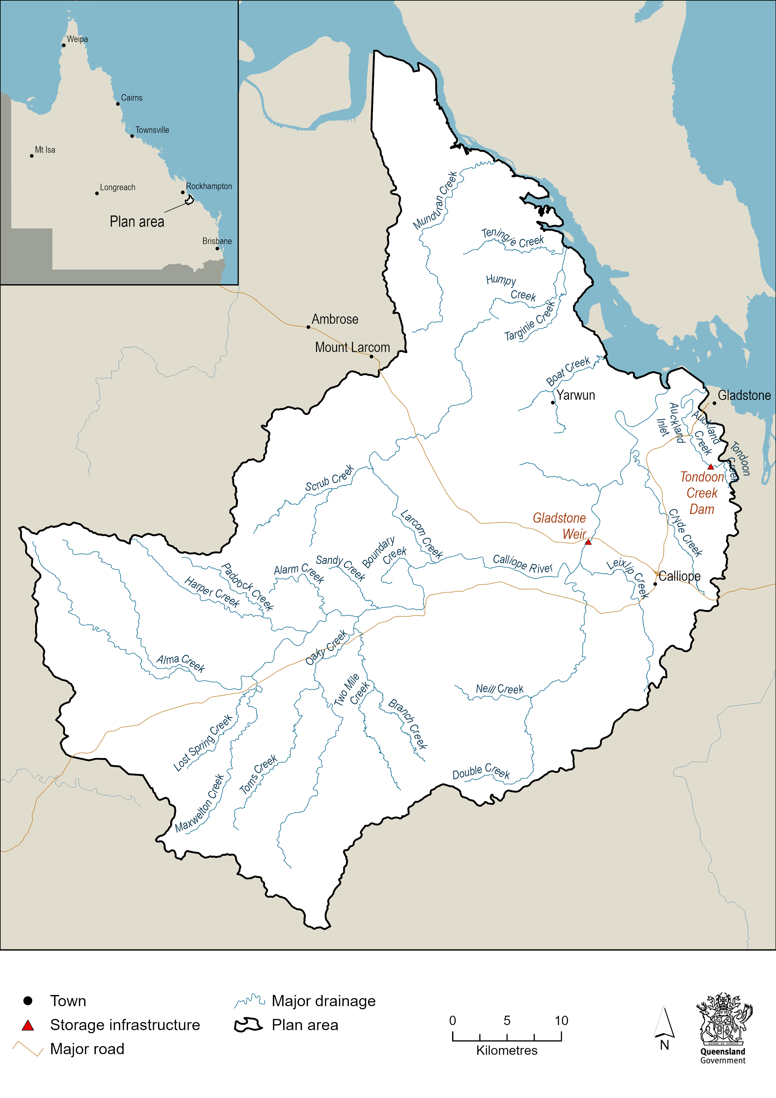 Calliope River Basin water plan area map