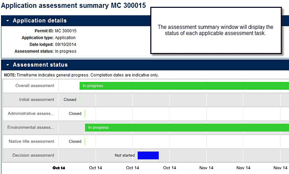 Screenshot of the Assessment summary screen