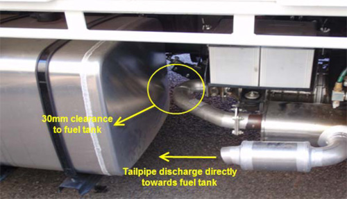 Exhaust system on a rigid truck
