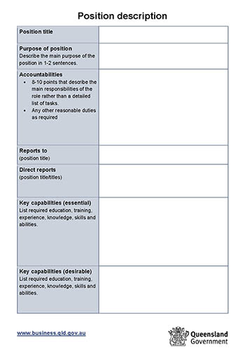 Thumbnail of position description template Word document