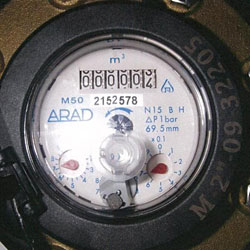 Dial of the Arad Multijet Water Meter