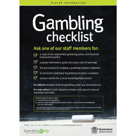 Picture of Gambling checklist poster