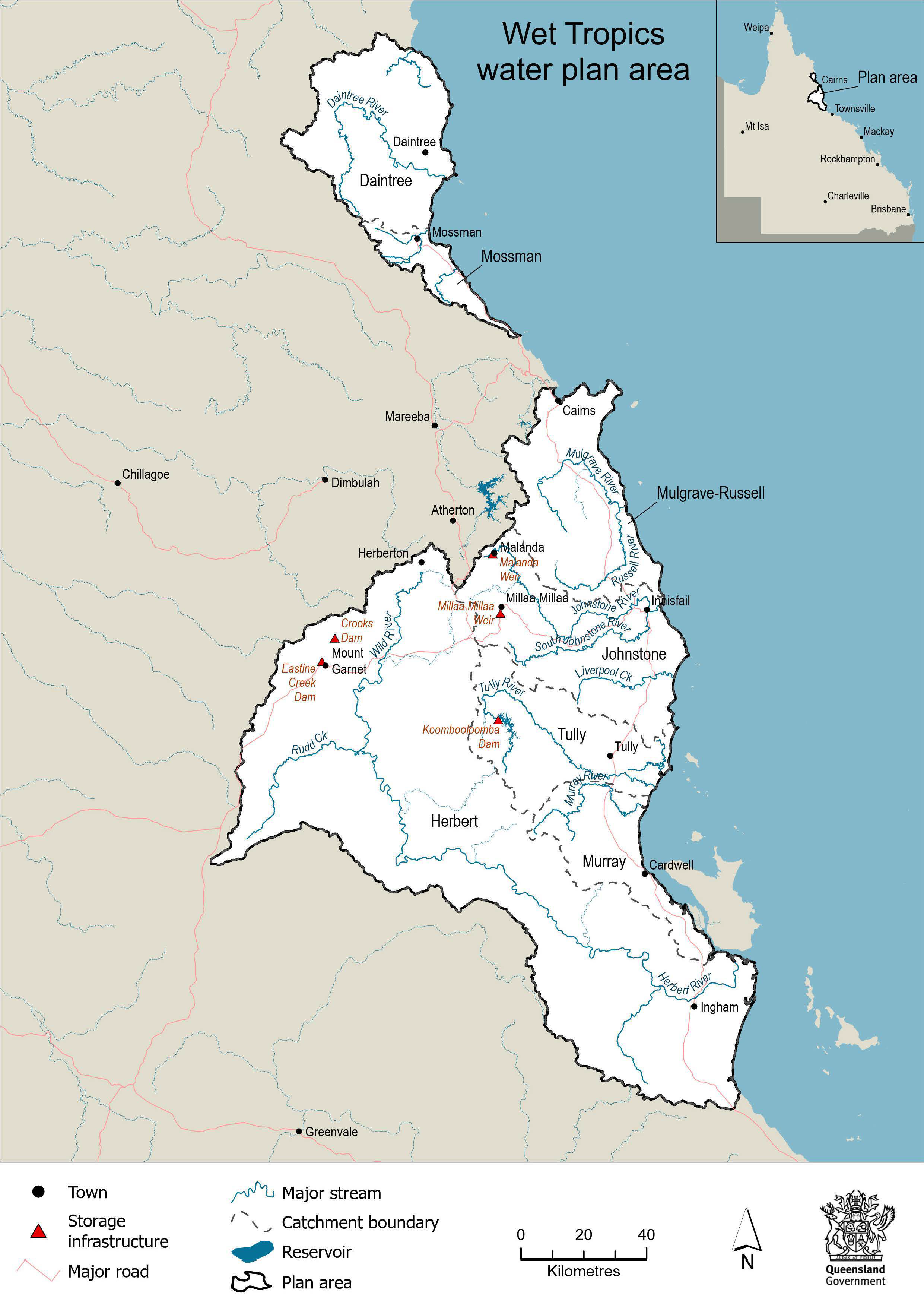 Map of Wet Tropics water plan general reserve