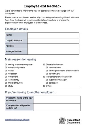 Thumbnail of employee exit feedback Word document form