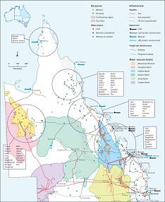 Map of Queensland's resources infrastructure