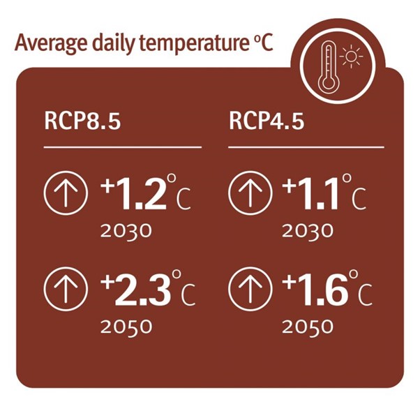 Figure showing Georgina and Diamantina average daily temperature trends
