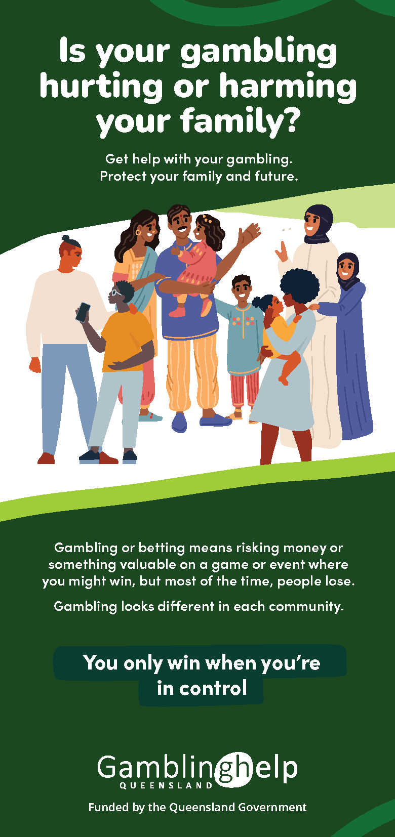 Front cover of Is your gambling hurting or harming your family brochurre